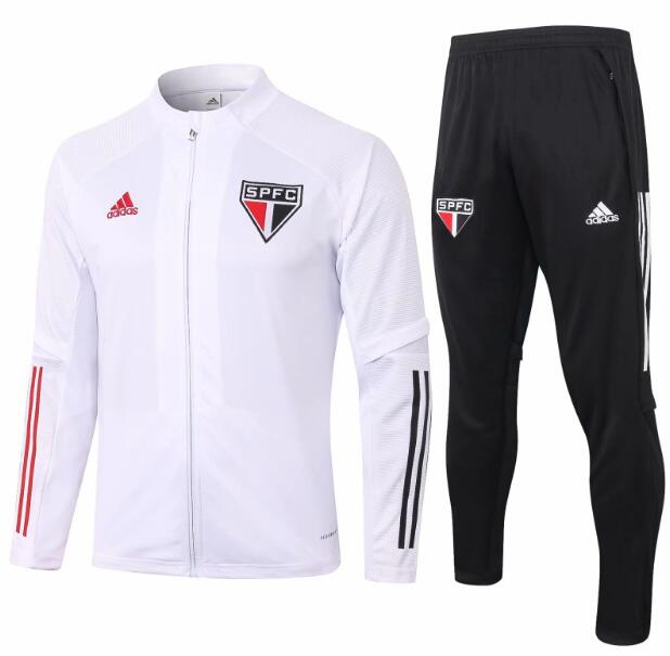 Sao Paulo White Jacket Training Kits with Pants 2020/21